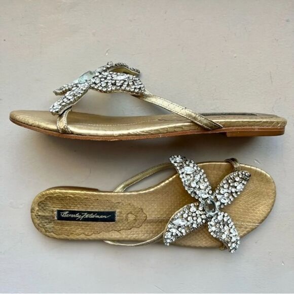 Beverly Feldman Rhinestone Starfish Sandals Size 7 M. B65 - Picture 1 of 6